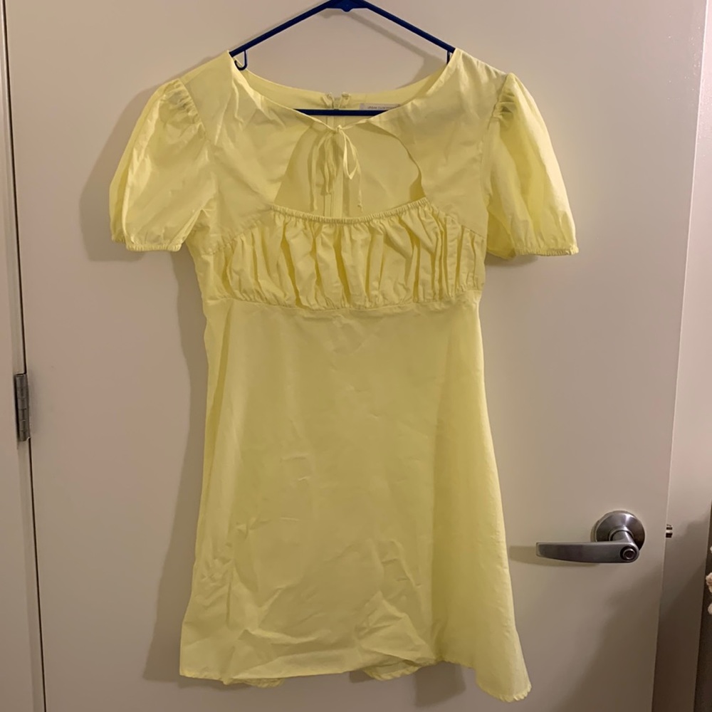 UO Sunny Yellow Ruched Mini Dress